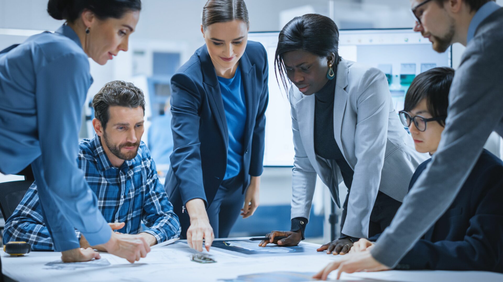 Busy Diverse Team of Computer Engineers and Specialists Gather A